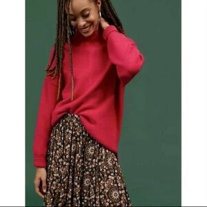 Anthropologie Maeve Crystal Tunic Sweater Hot Pink XS